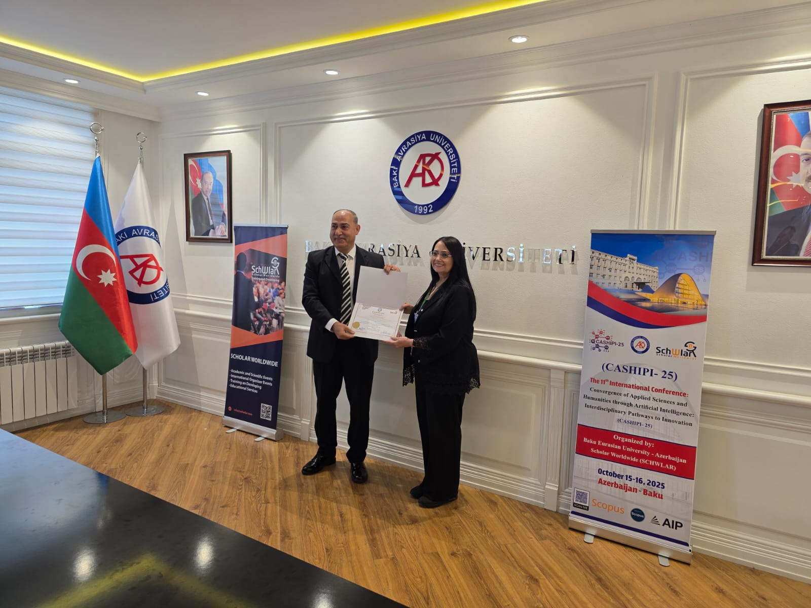 شارك وفد من كلية التربية البدنية وعلوم الرياضية في المؤتمر الدولي الحادي عشر الذي عُقد في جامعة باكو الأوراسية – أذربيجان